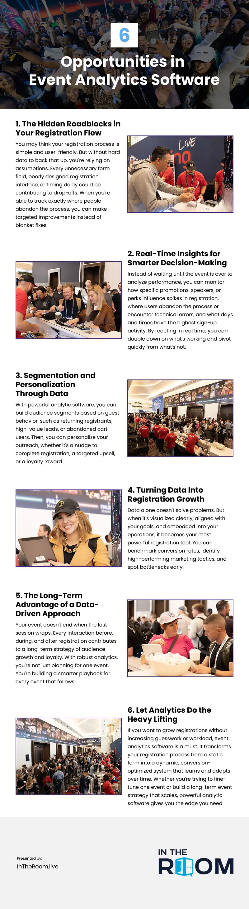 6 Opportunities in Event Analytics Software Infographic